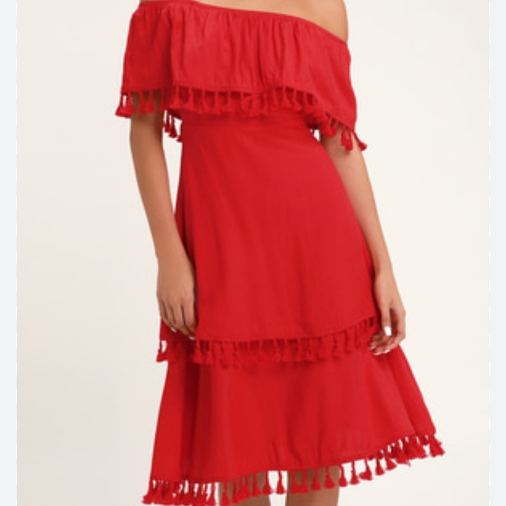 Lulu Red Midi Dress